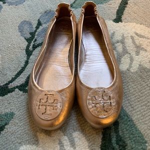 Tory Burch Rose Gold Minnie Flat - Size 7